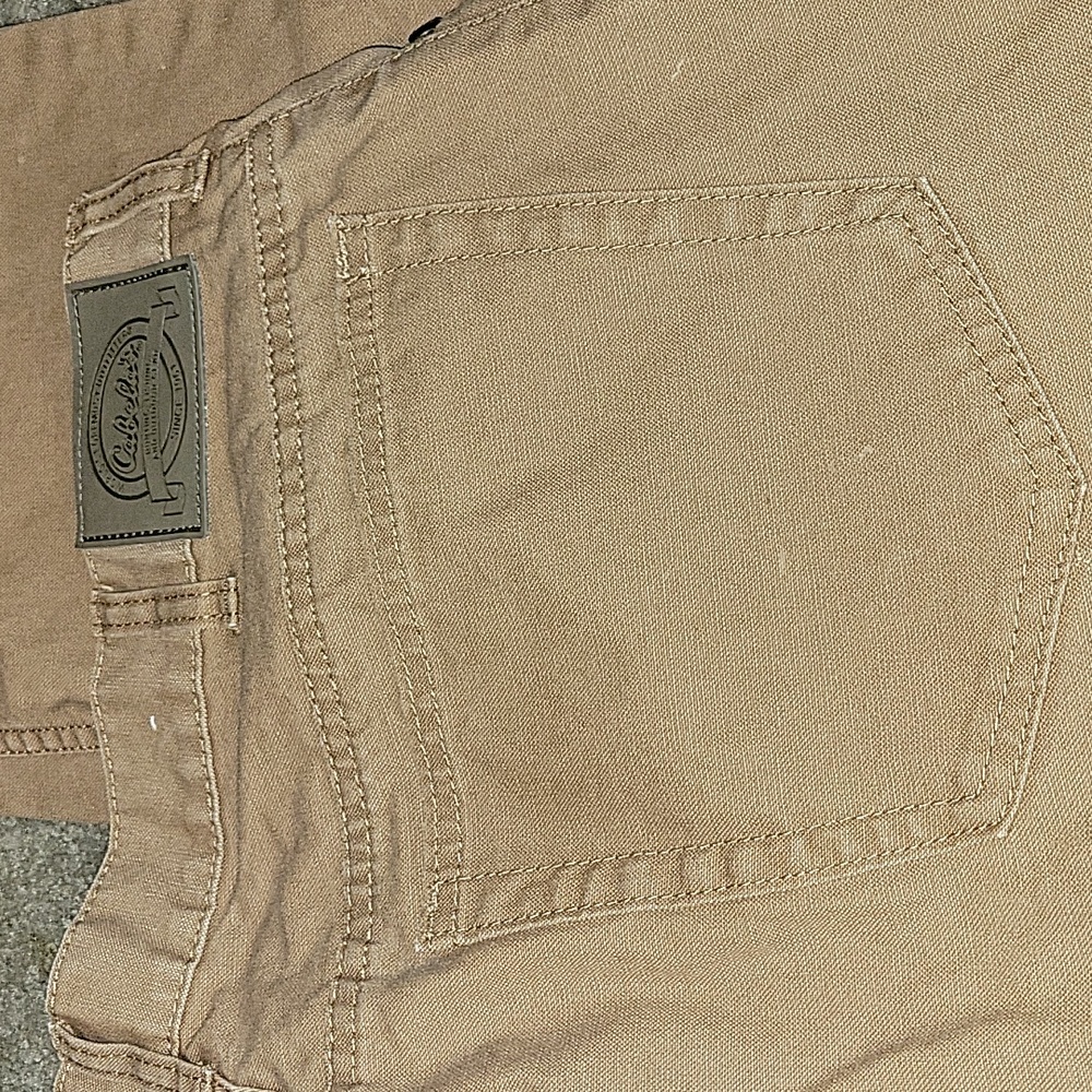 Mens Cabelas Tan Canvas 5 Pocket Jeans Work Outdoor Gear 38x34 Hunting Fishing - Picture 2 of 14